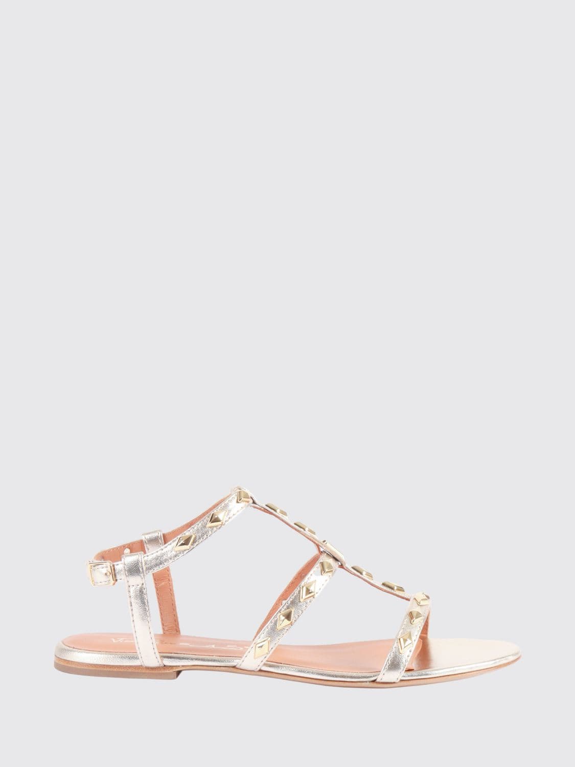 Via Roma 15 Laminated Leather Sandals with Studs