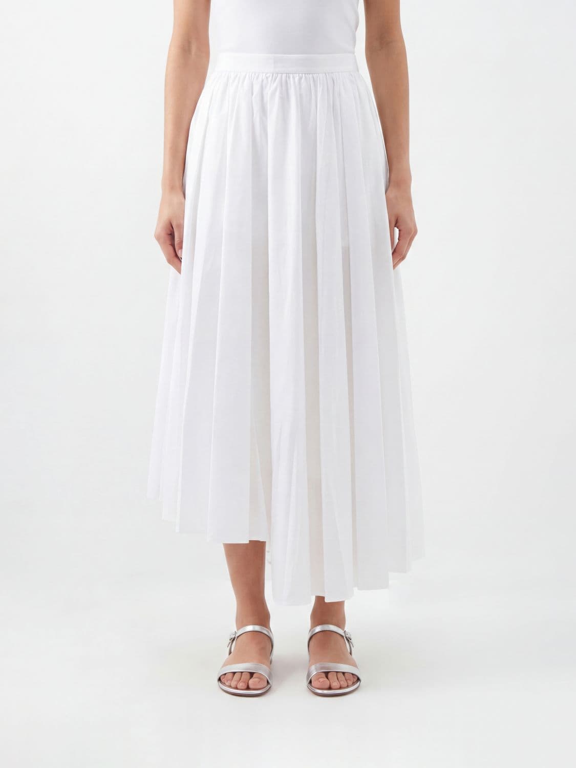 Self-Portrait Pleated Cotton Asymmetric Skirt · 10