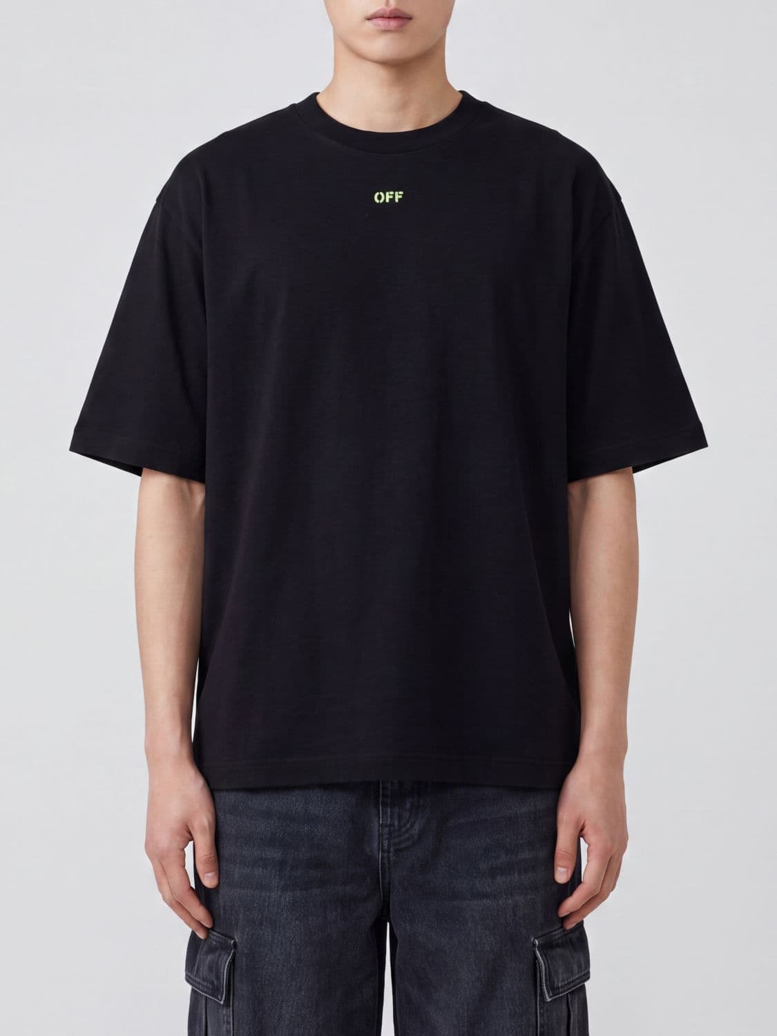 Off-White Cotton T-Shirt with Mini Logo