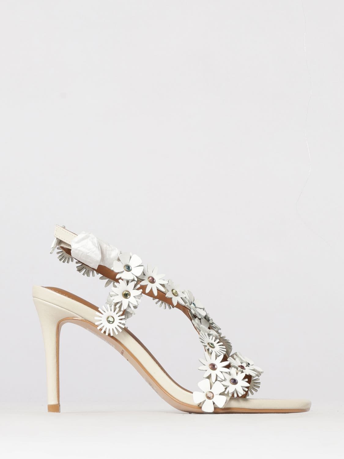 Kurt Geiger London Leather Sandal with Flowers and Rhinestones