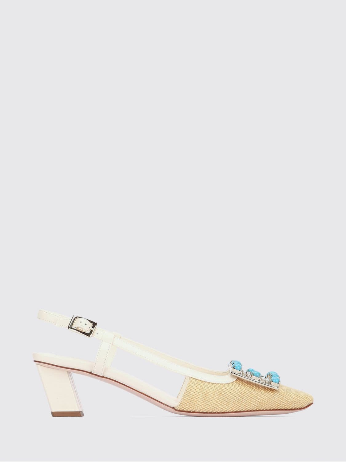 Roger Vivier Canvas And Leather Slingback With Jewel Buckle