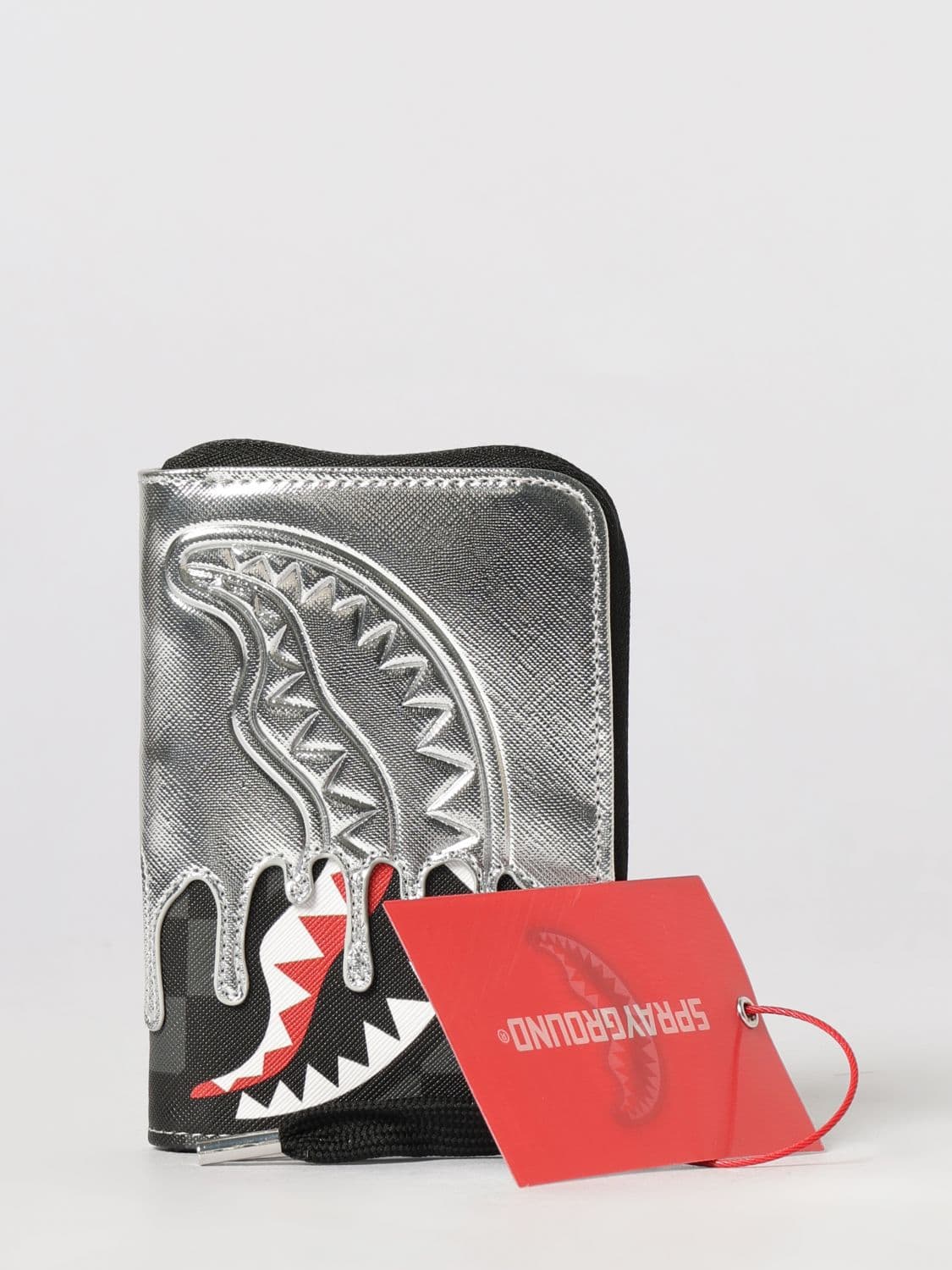 Sprayground Silver Side Drip Black Check Wallet