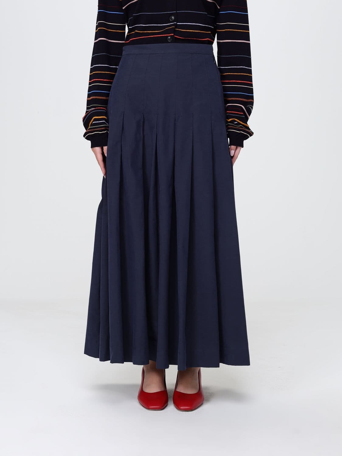Paul Smith Pleated Cotton Blend Skirt