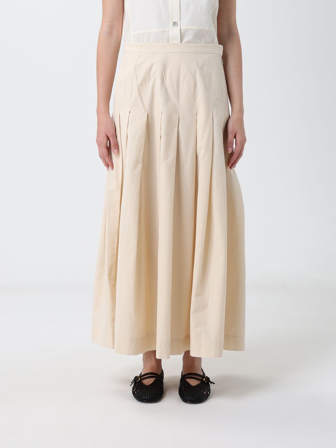 Paul Smith Pleated Cotton Blend Skirt