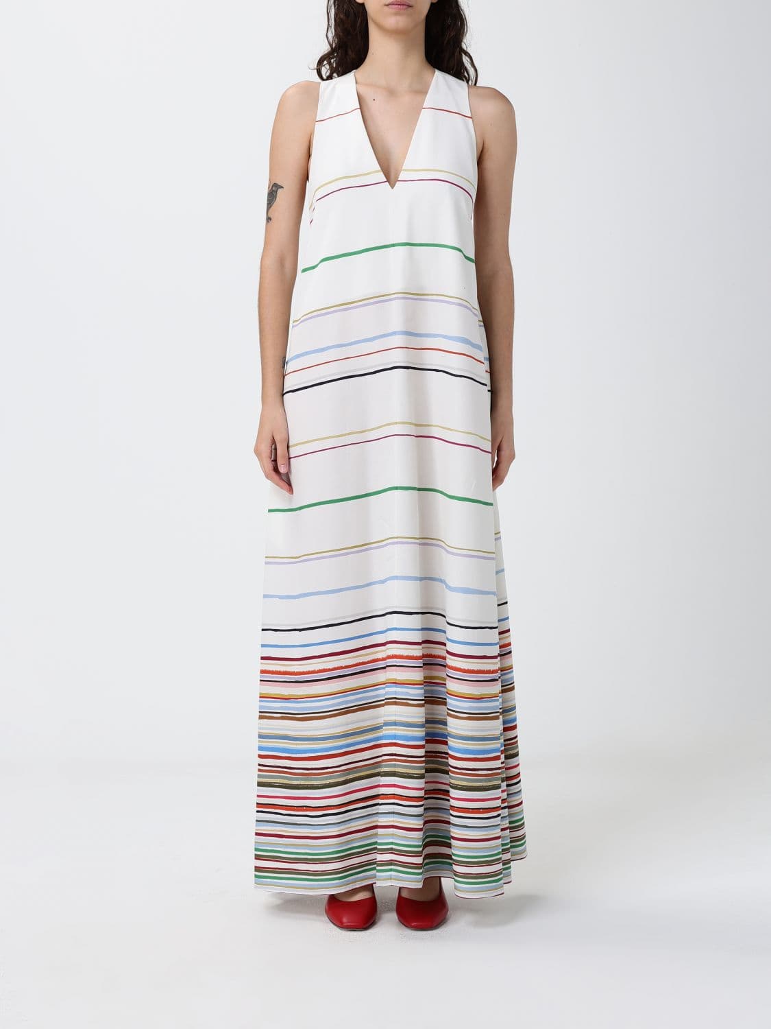 Paul Smith Striped Cotton Blend Long Dress