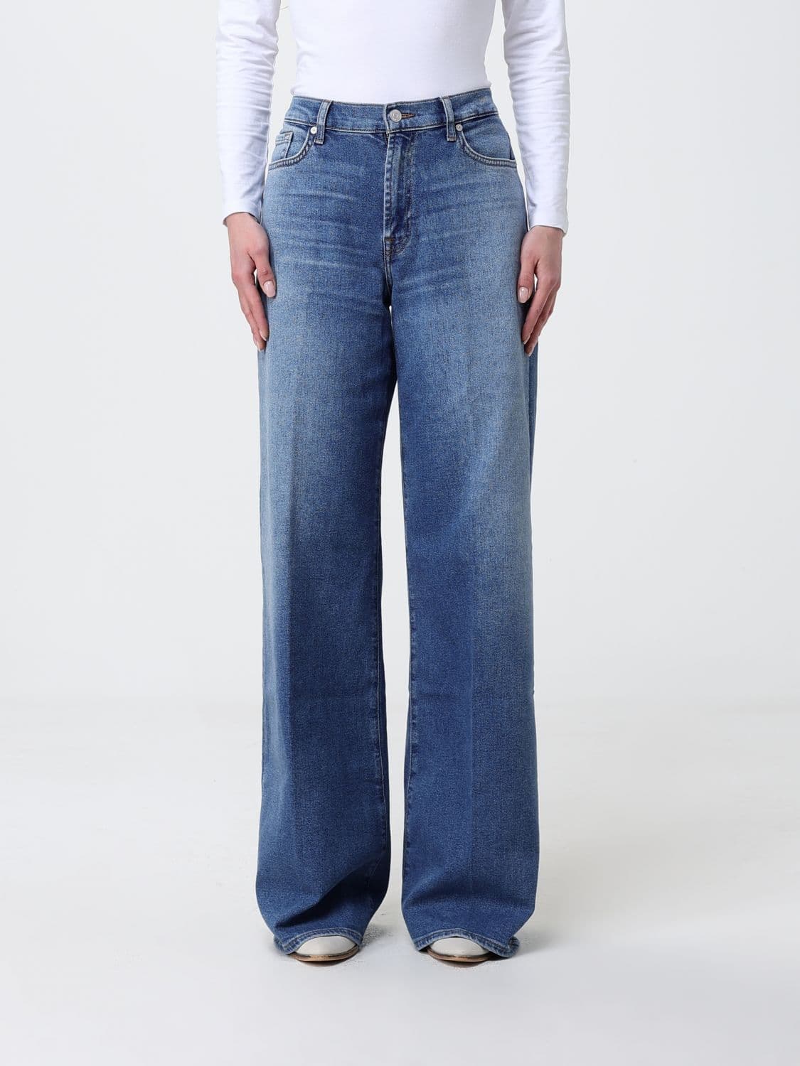 7 For All Mankind Wide Leg Cotton Denim Jeans