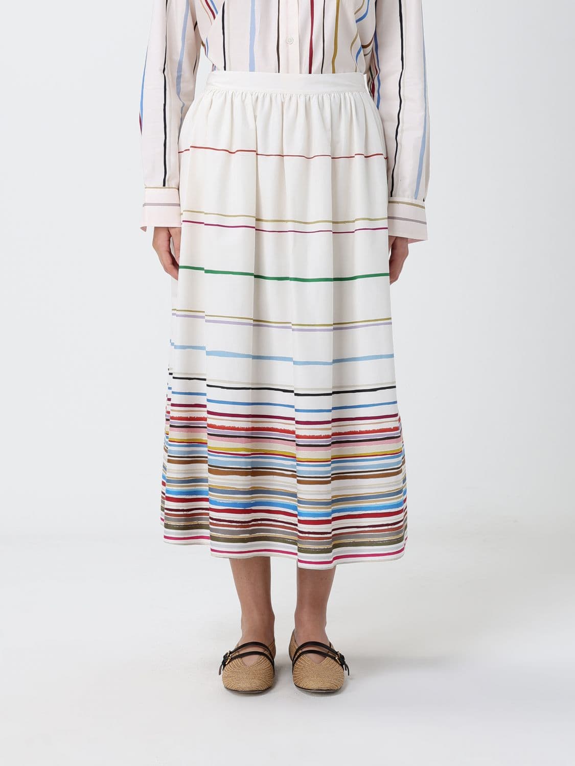 Paul Smith Multicolor Striped Cotton and Silk Skirt