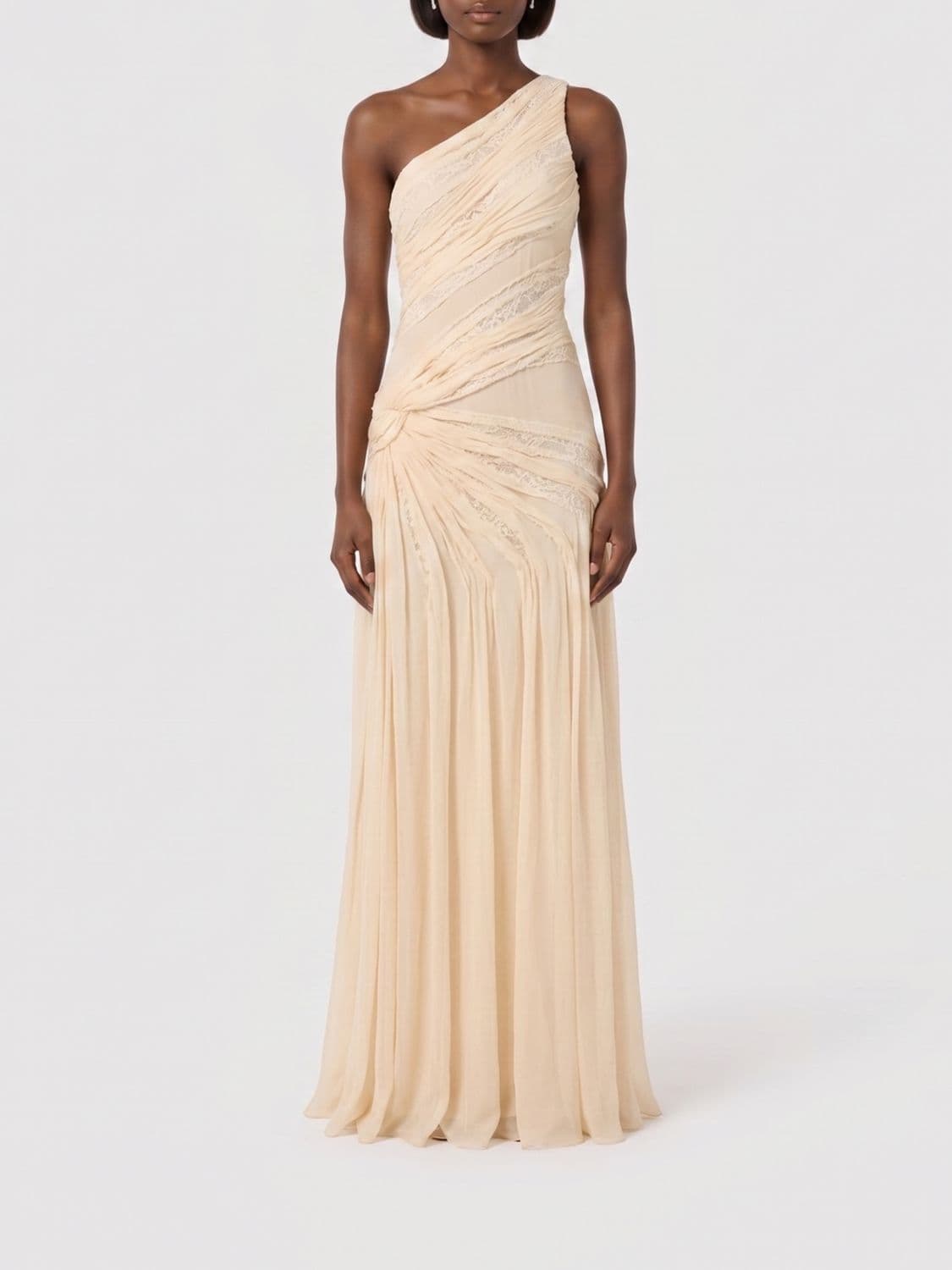 Elisabetta Franchi Long Viscose Dress with Rhinestones · 40