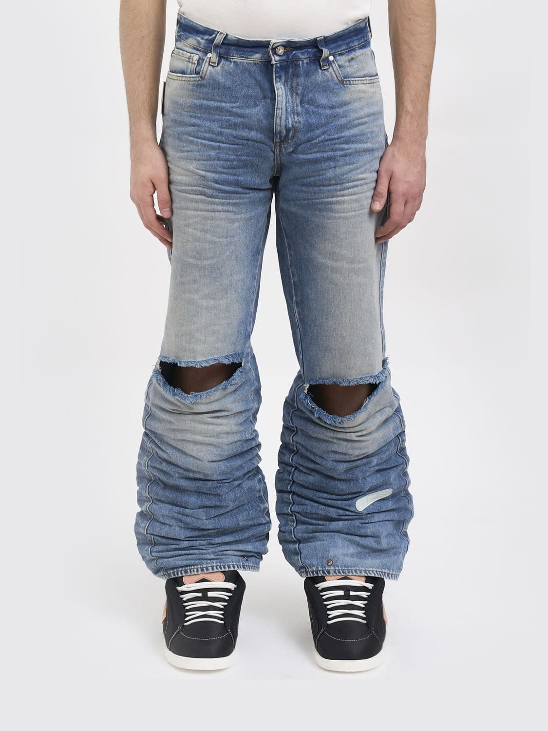 Pdf Distressed Denim Flared Jeans