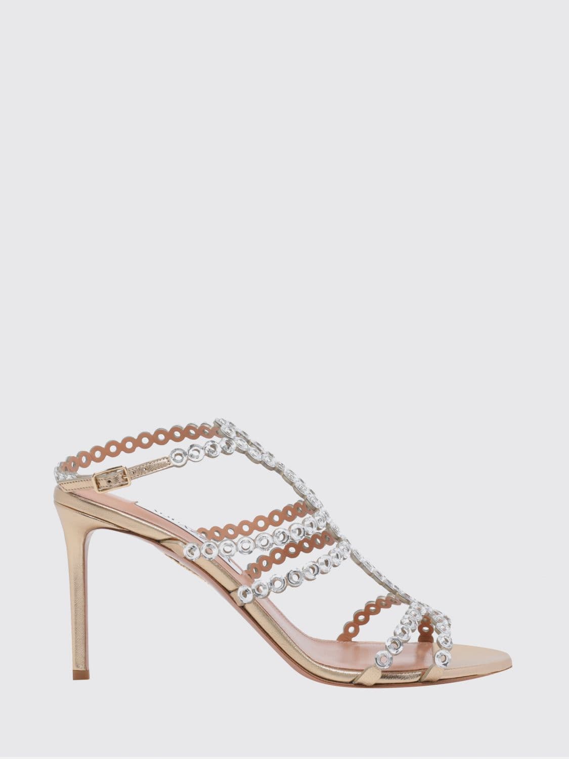 Aquazzura Laminated Leather Sandal with Appliqués