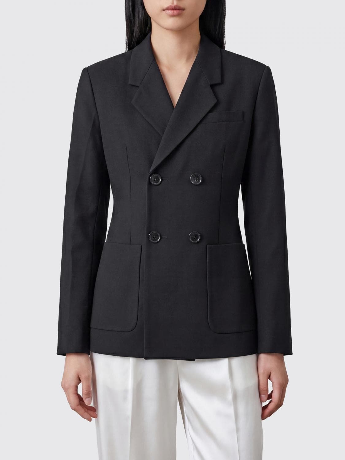 Ami Paris Double-Breasted Linen Blend Blazer