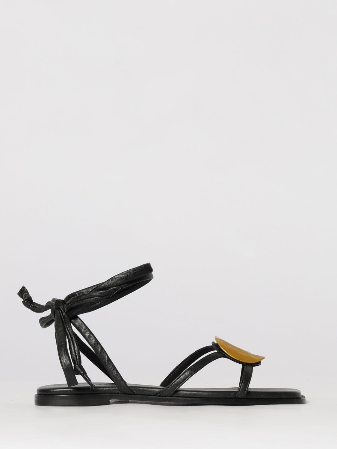 Vic Matié Leather Sandals with Metal Plate