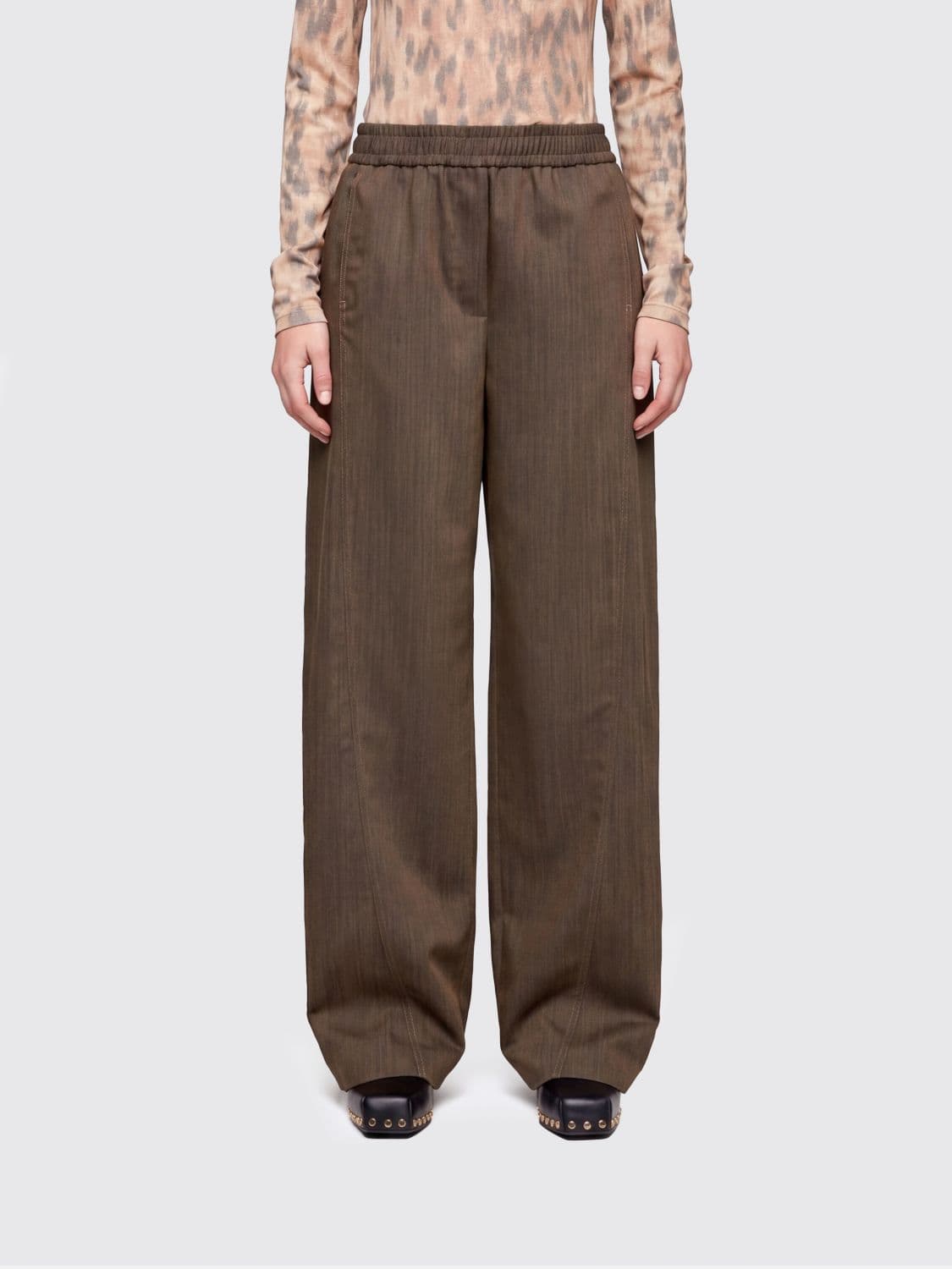 Ganni Wool Wide Leg Trousers