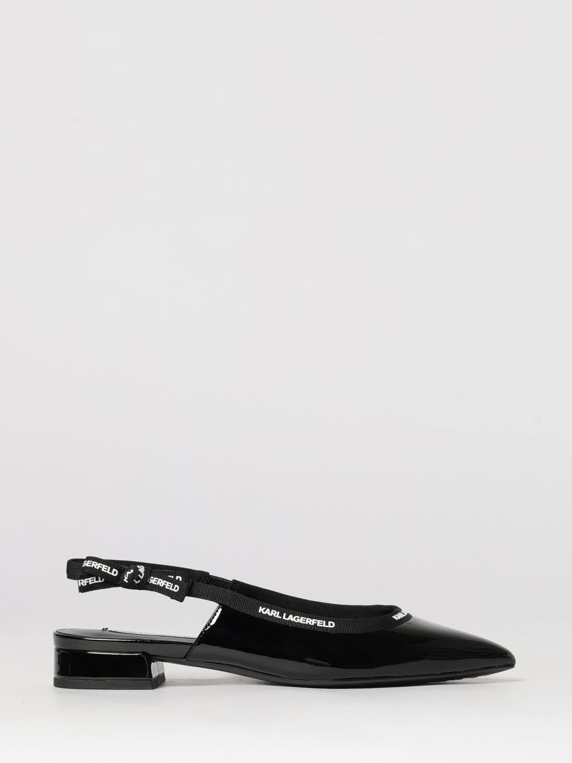 Karl Lagerfeld Patent Leather Slingback Ballerinas