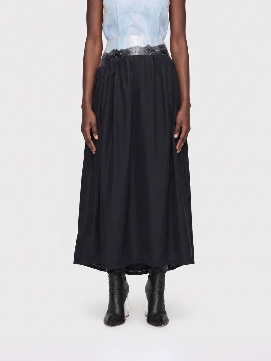Maison Margiela Cupro Skirt with Lace Details · 38