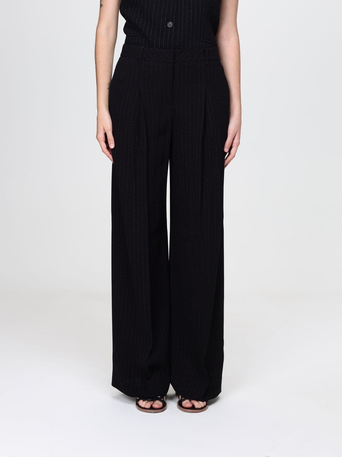 Boss Pinstriped Viscose Palazzo Trousers