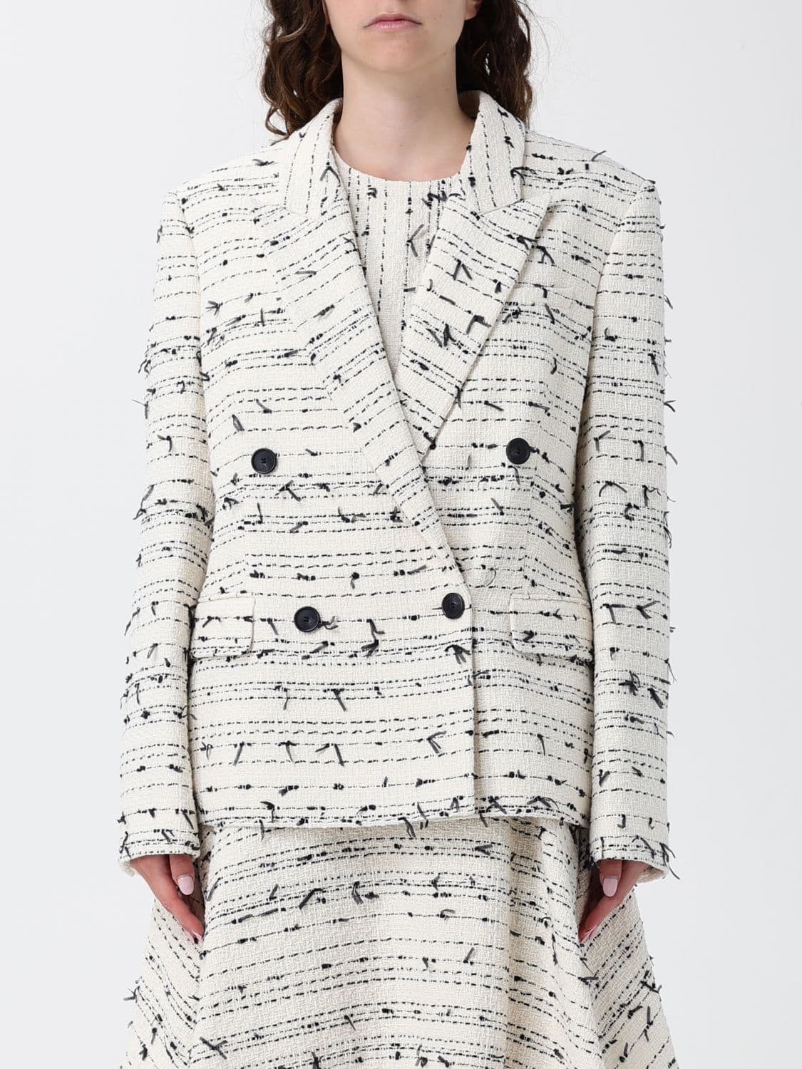 Boss Double-Breasted Cotton Blend Blazer