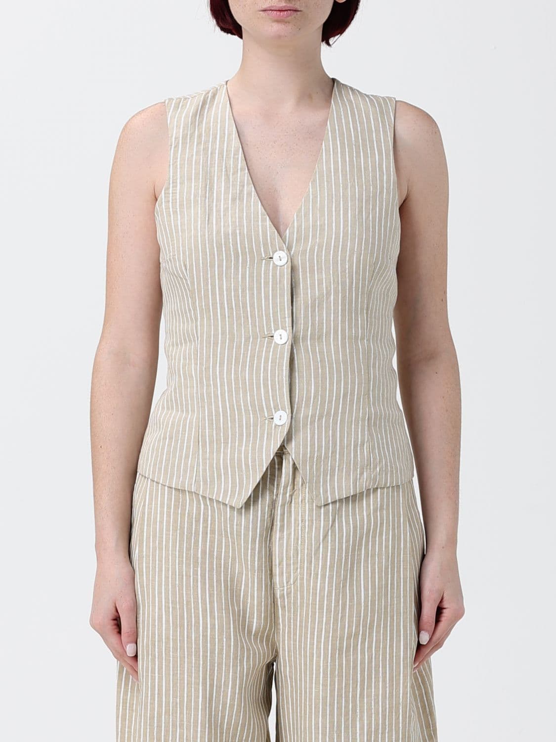 120% Lino Striped Vest