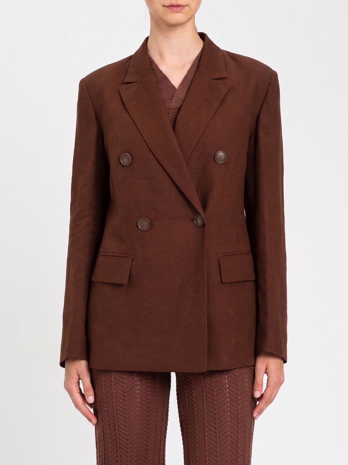 Actitude Twinset Double Breasted Linen Blend Blazer · S
