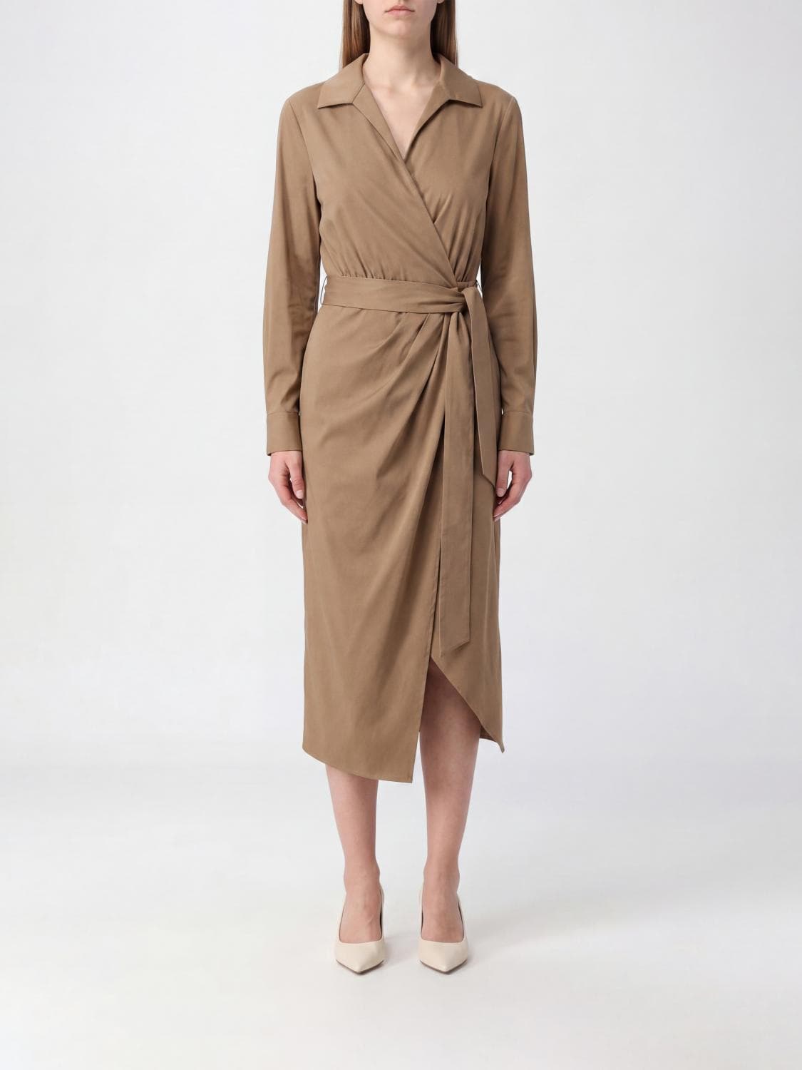 Max Mara Cotton Blend Midi Wrap Dress