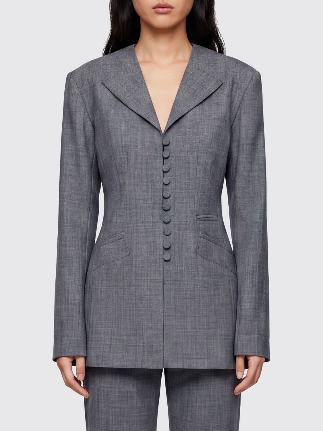 Ganni Single-Breasted Wool Blend Blazer