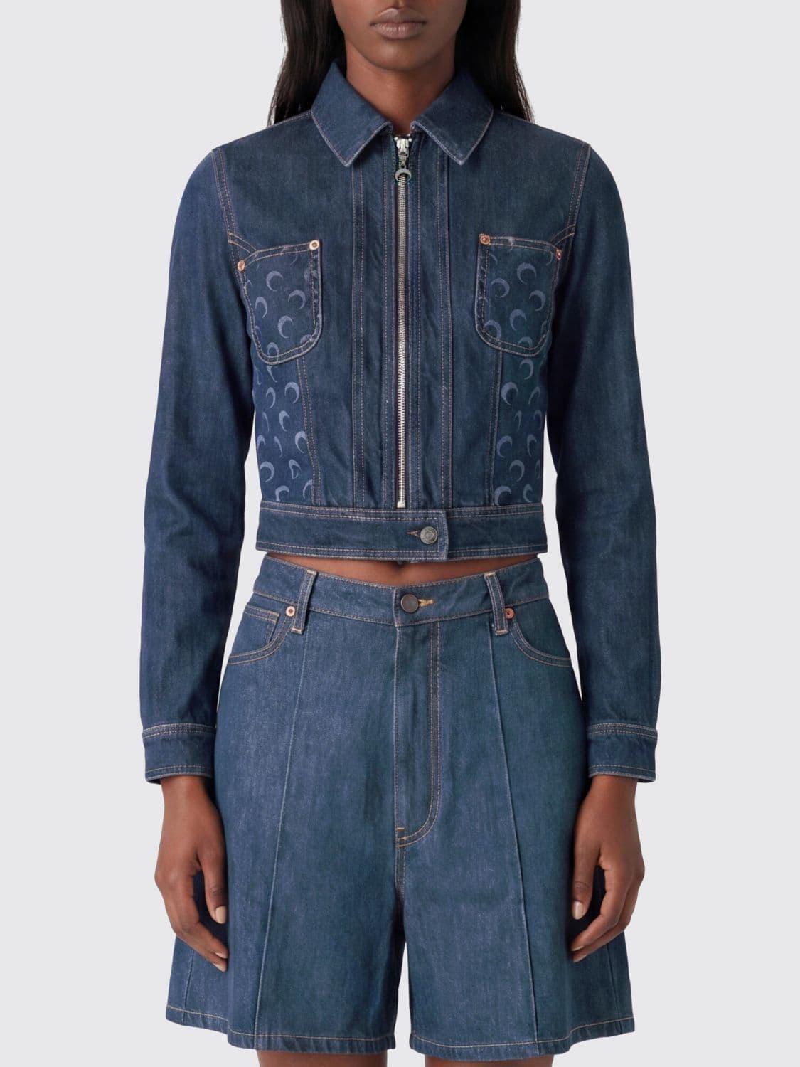 Marine Serre All-Over Logo Denim Jacket · 38