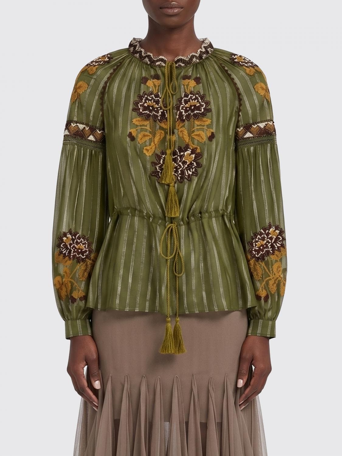 Valentino Embroidered Silk Blouse