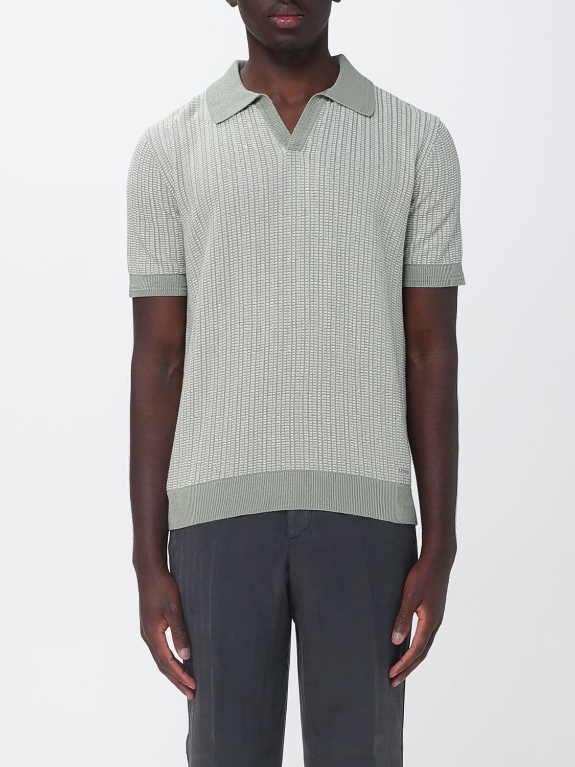 Hugo Cotton and Linen Knit Polo Shirt