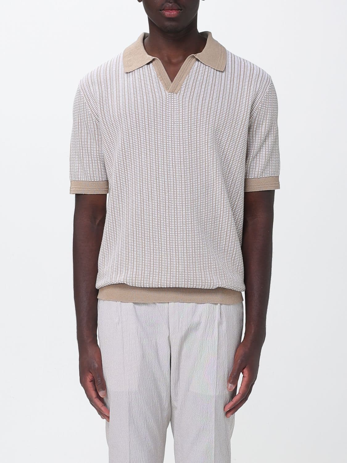 Hugo Cotton and Linen Knit Polo Shirt