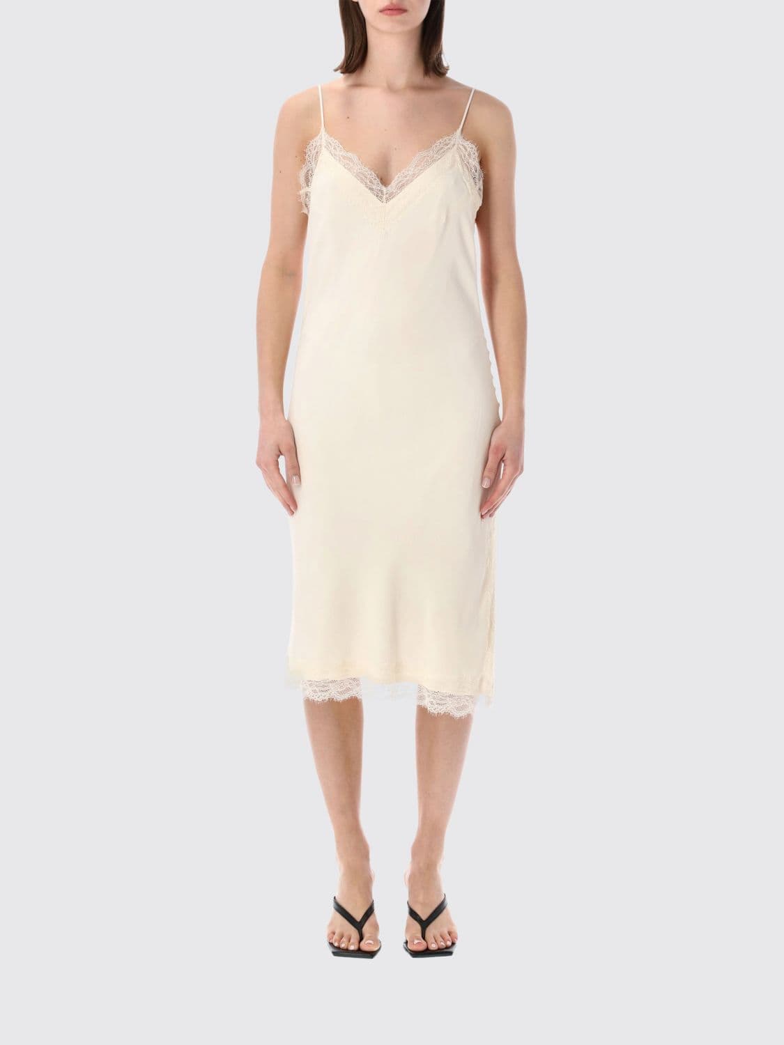 Rohe Silk Blend Slip Dress with Lace Inserts