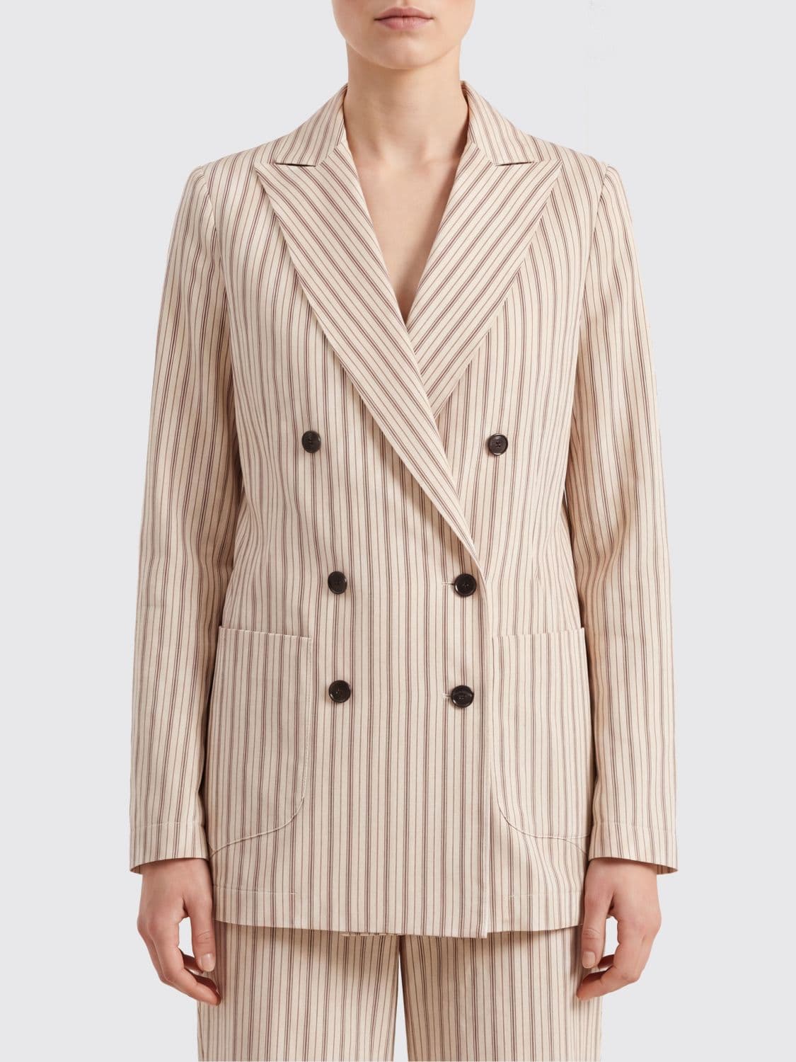 Myths Double-Breasted Blazer in Striped Lyocell