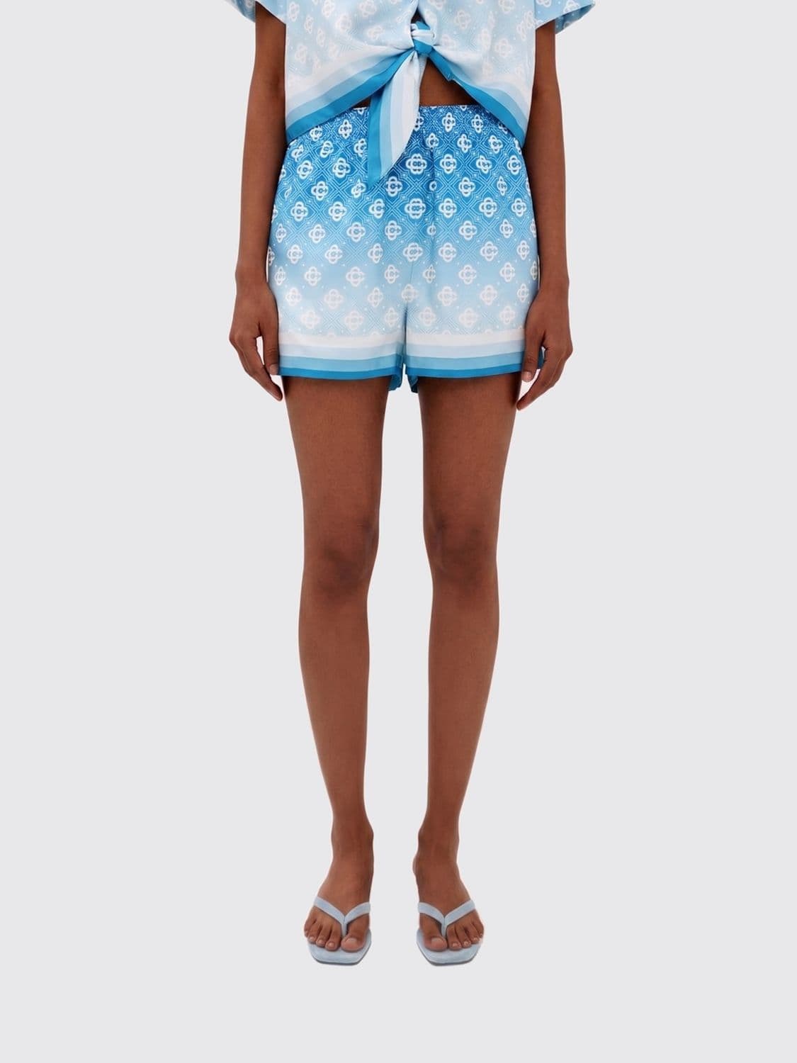 Casablanca Silk Shorts with Monogram Print