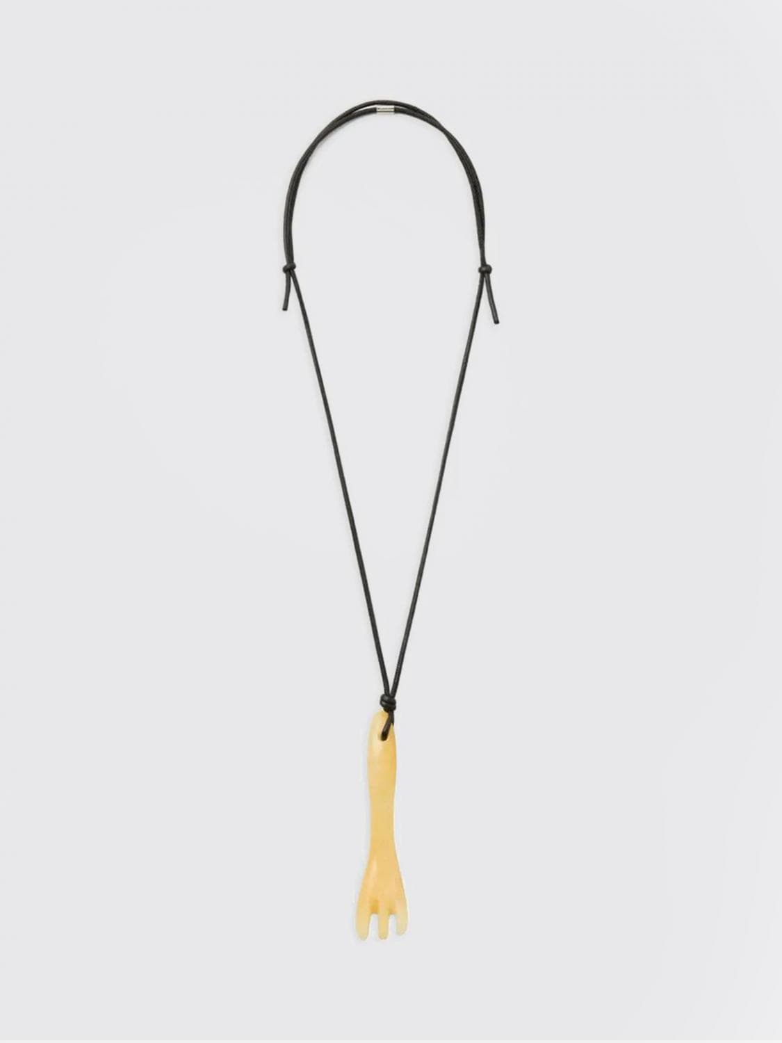 Lemaire Gua Sha Fork Necklace in Waxed Cotton with Stone Pendant · OS
