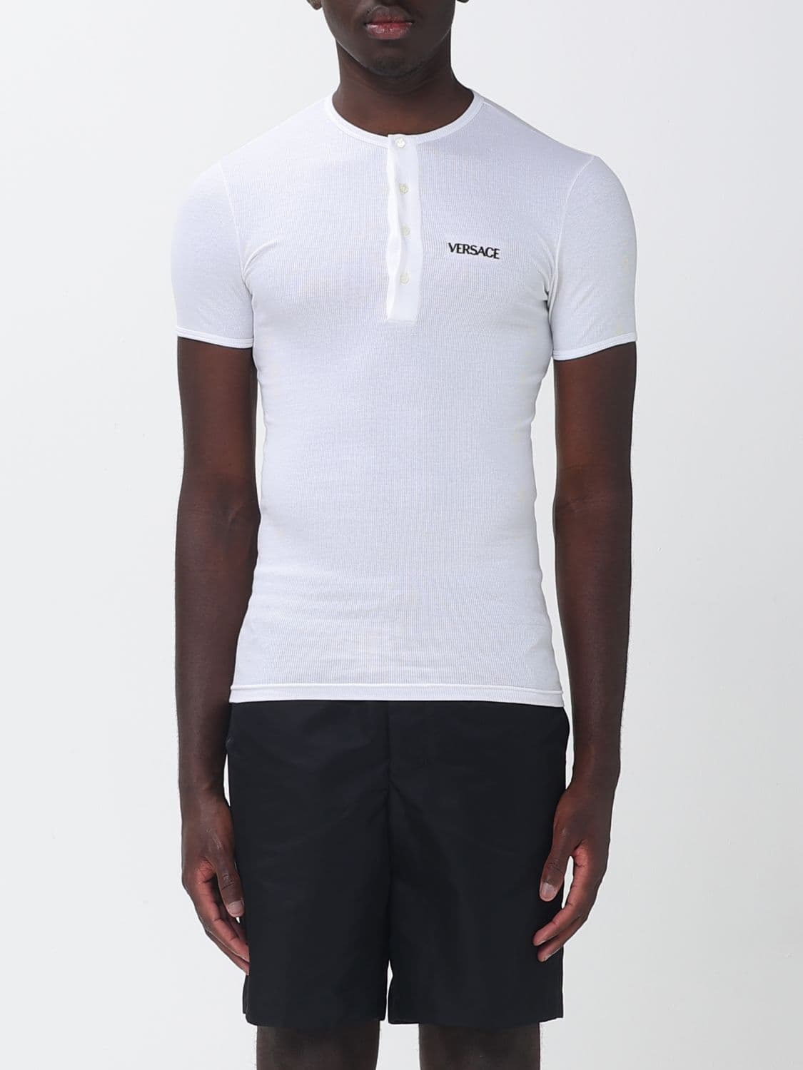 Versace Cotton T-Shirt With Embroidered Logo