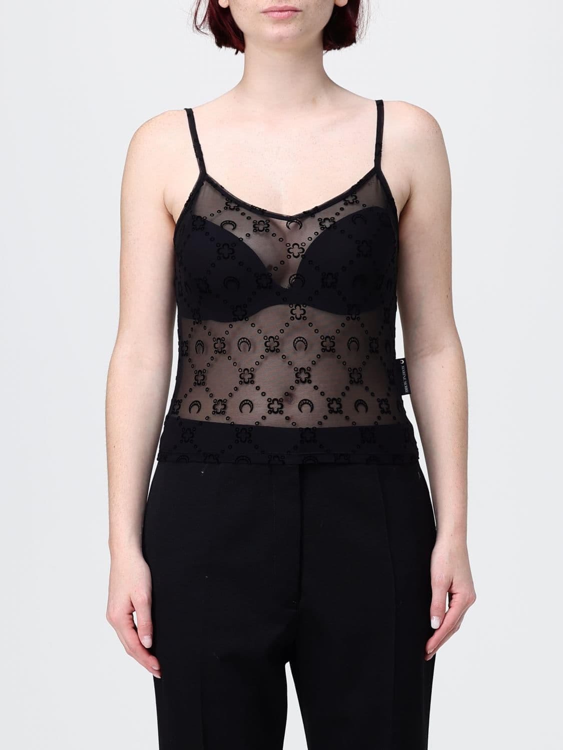 Marine Serre All-Over Logo Tulle Top · M