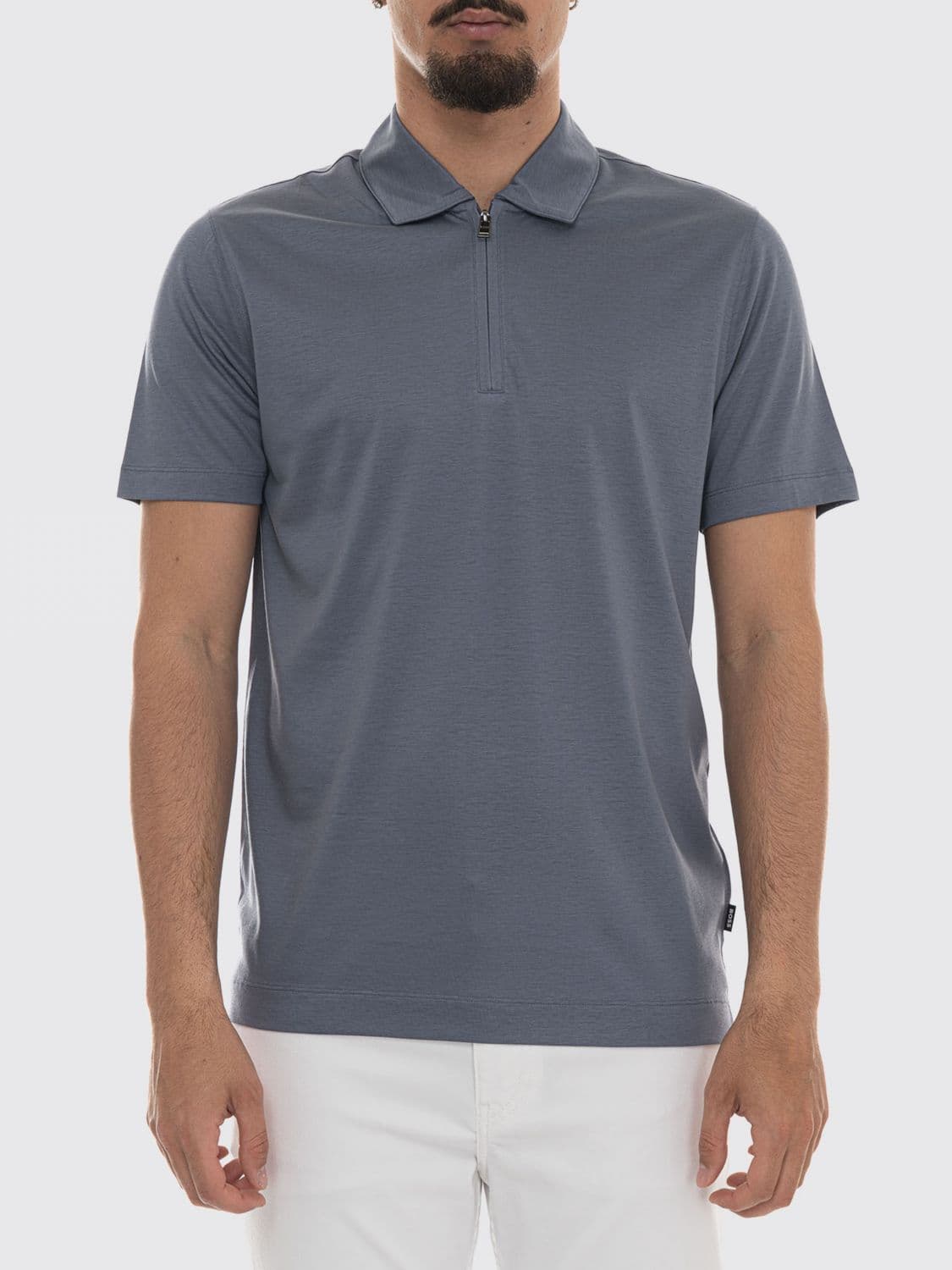 Boss Cotton Polo Shirt with Zip Closure
