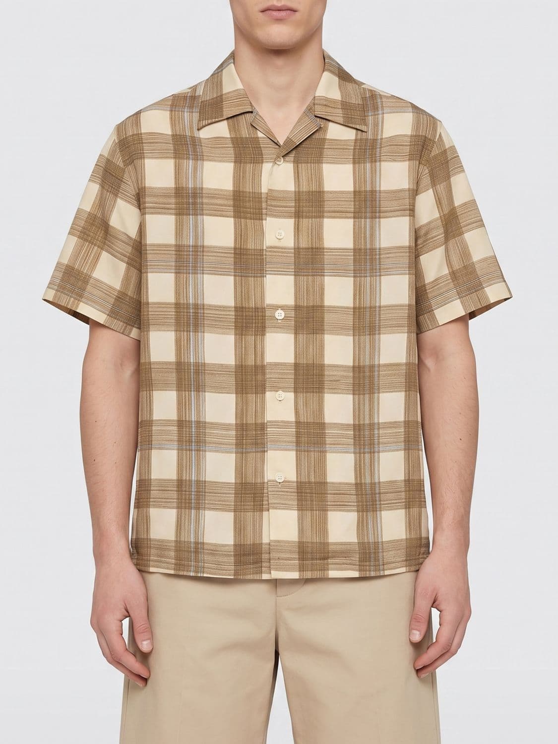 Jil Sander Check Viscose Bowling Shirt with Cuban Collar