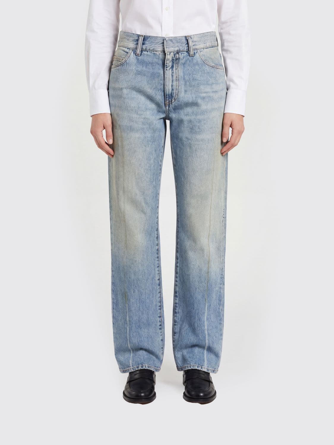 Mm6 Maison Margiela High-Waisted Straight Leg Jeans with a Worn Effect
