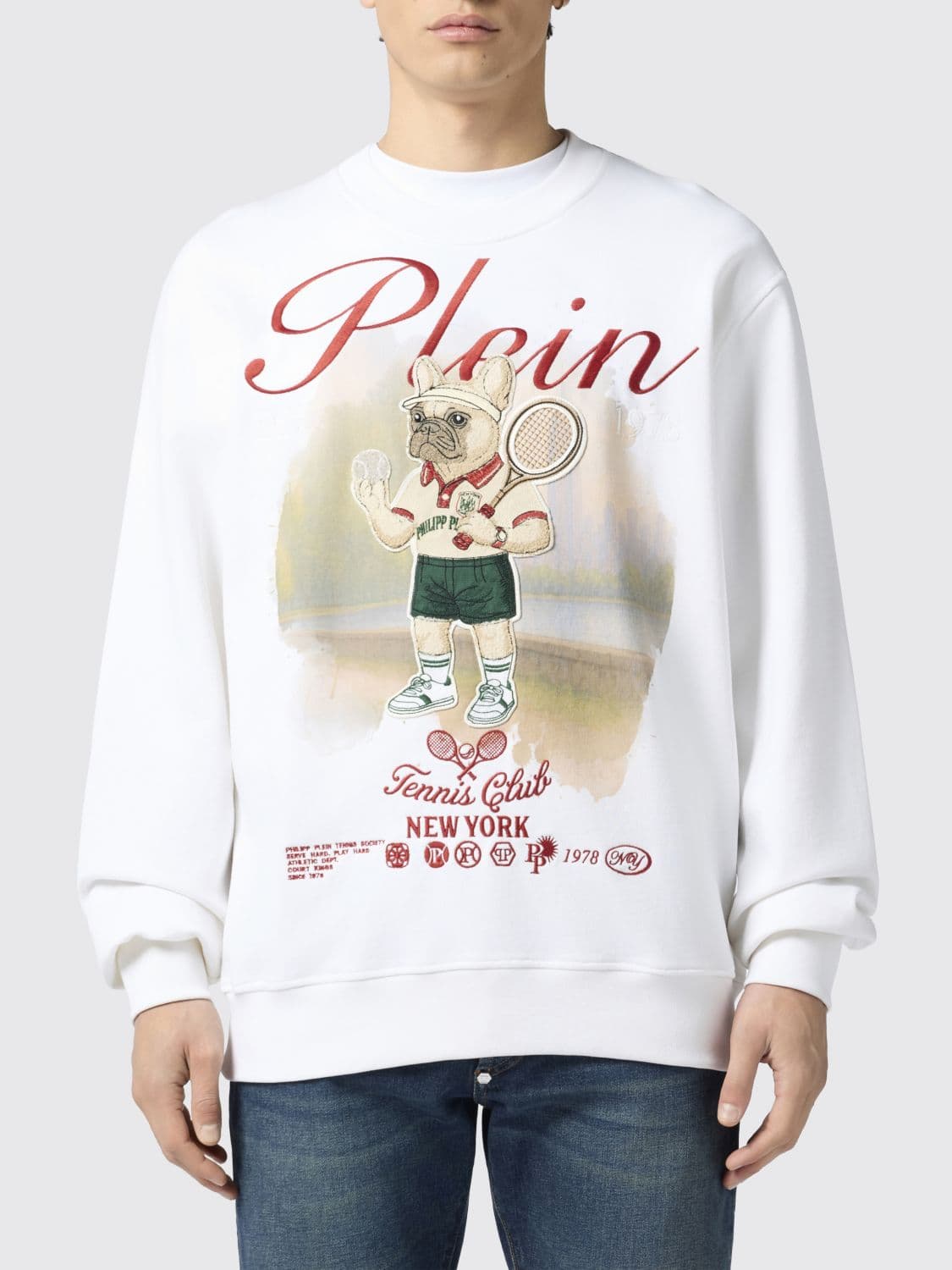 Philipp Plein Relaxed Fit Crewneck Sweatshirt with Embroidered Logo