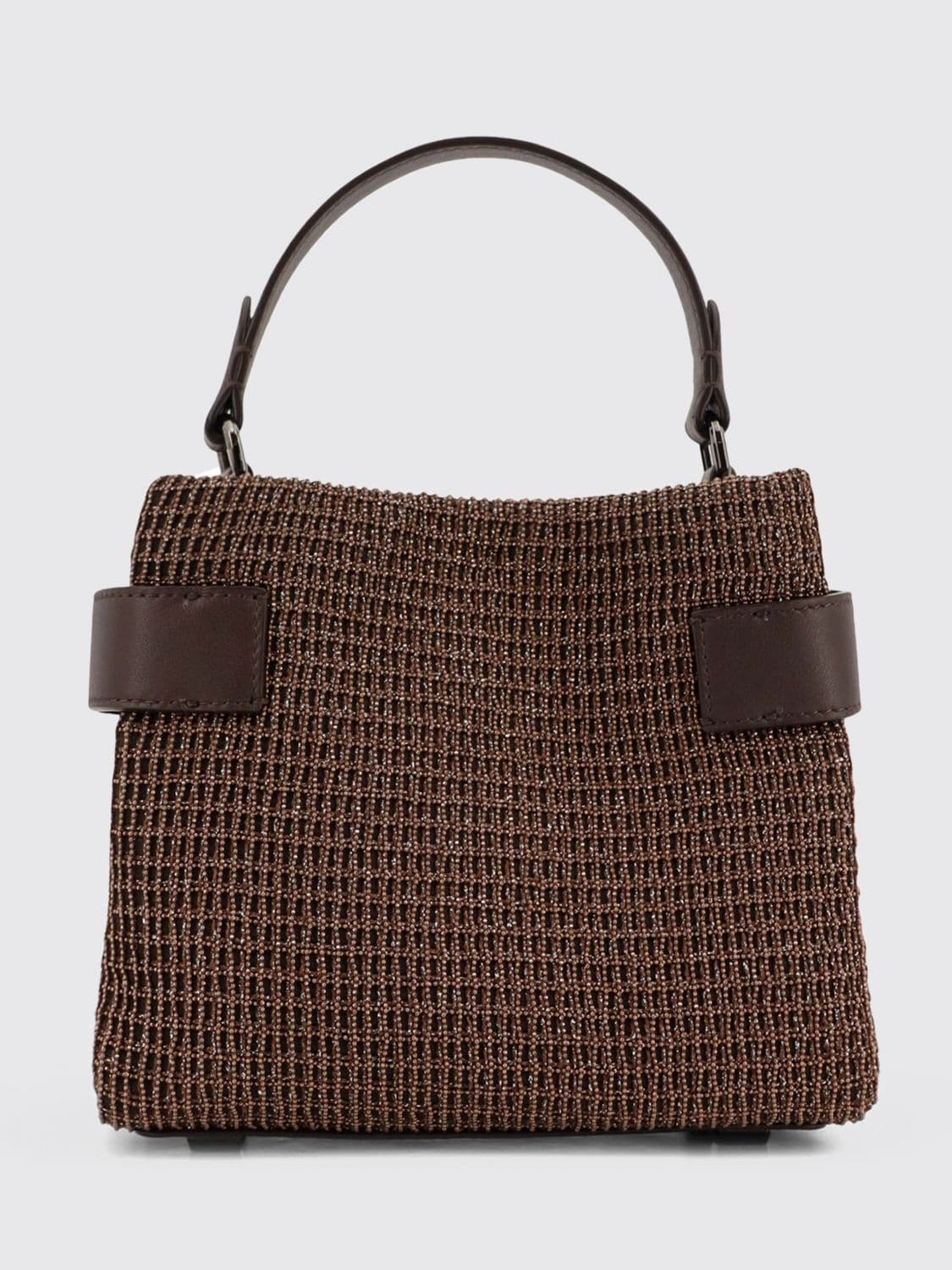 Brunello Cucinelli Essence Mini Leather Handbag with Embroidery