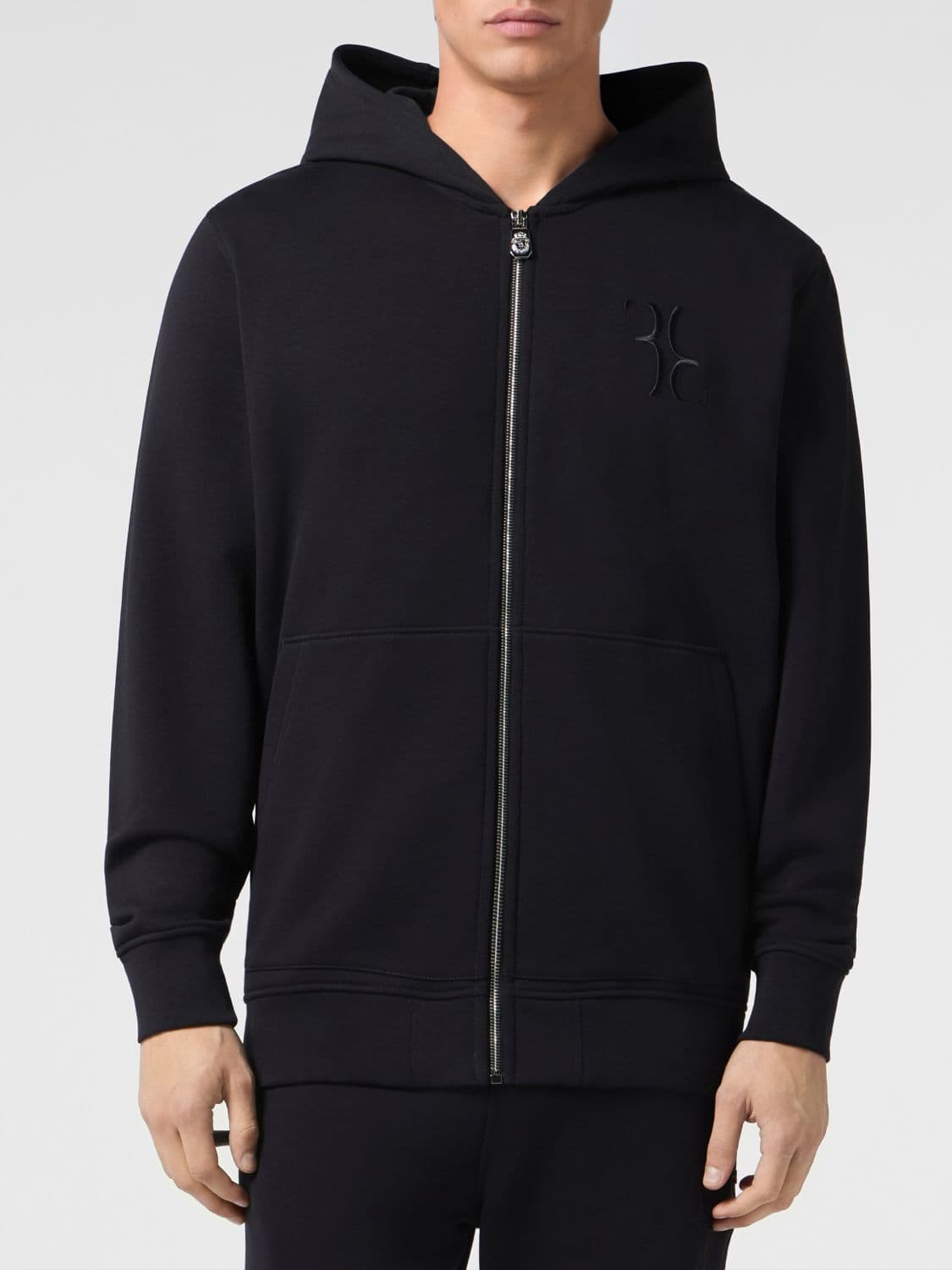 Billionaire Cotton Zip-Up Hoodie with Embroidered Logo