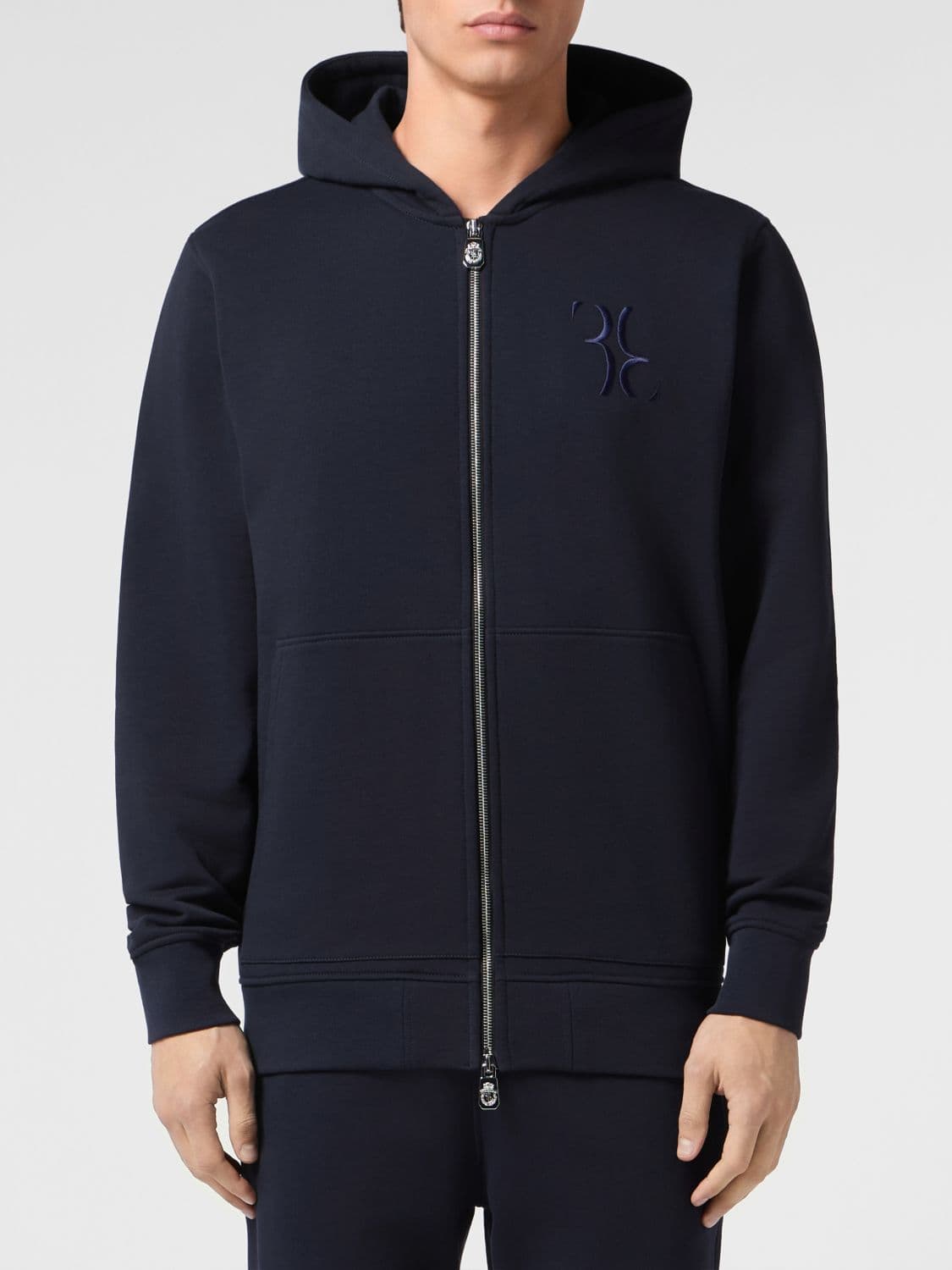 Billionaire Cotton Zip-Up Hoodie with Embroidered Logo