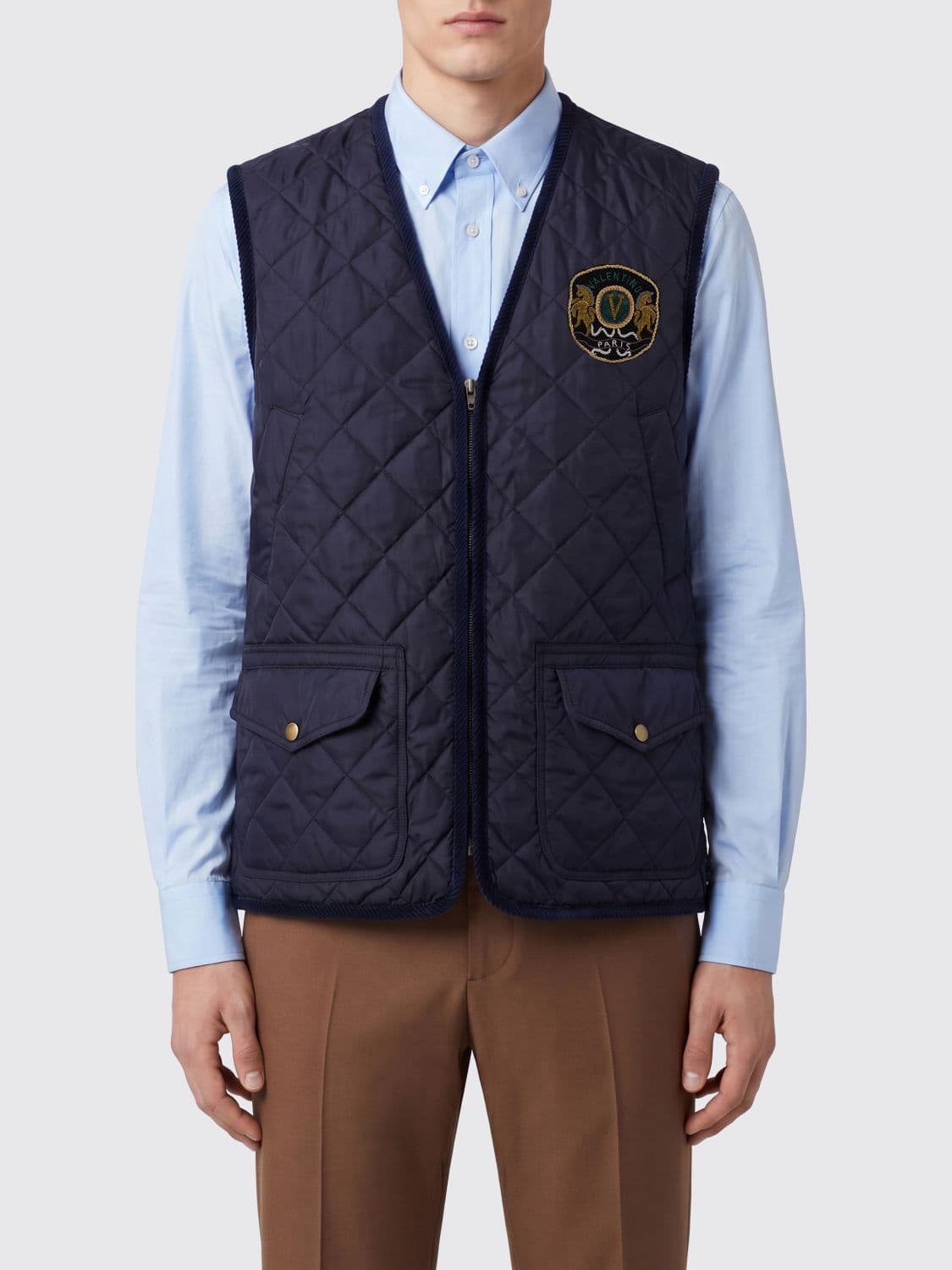 Valentino Quilted Nylon Gilet with Embroidered Shield