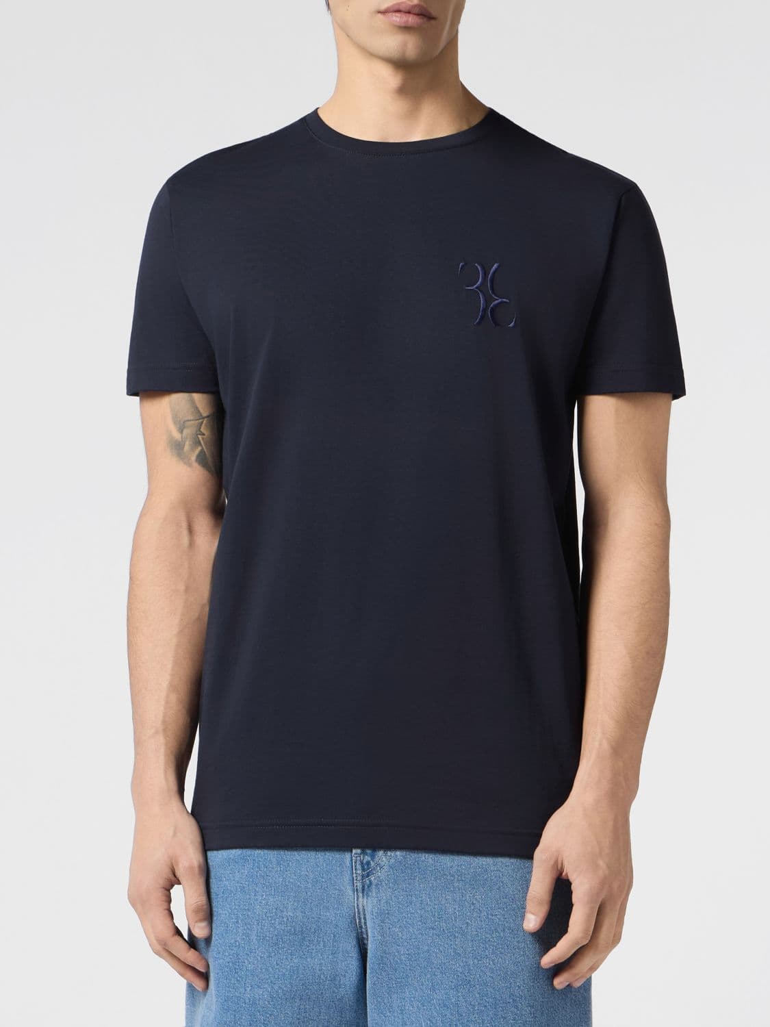 Billionaire Cotton Crewneck T-Shirt with Tone-on-Tone Embroidered Logo