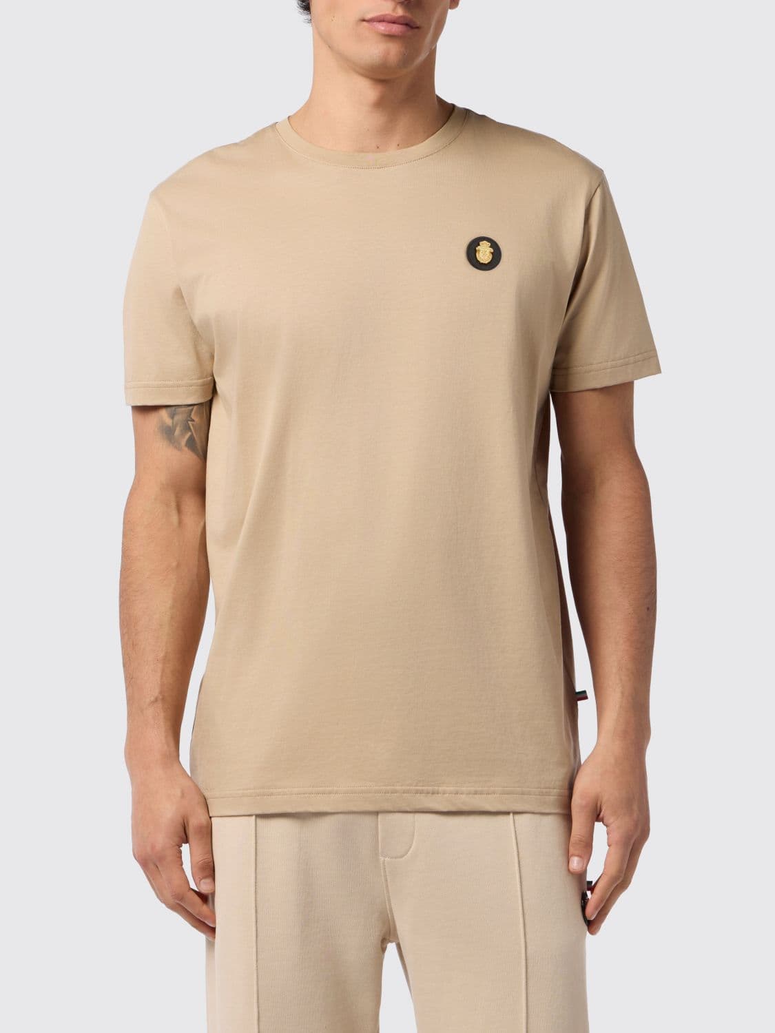 Billionaire Cotton Jersey Crewneck T-Shirt with Applied Logo Patch