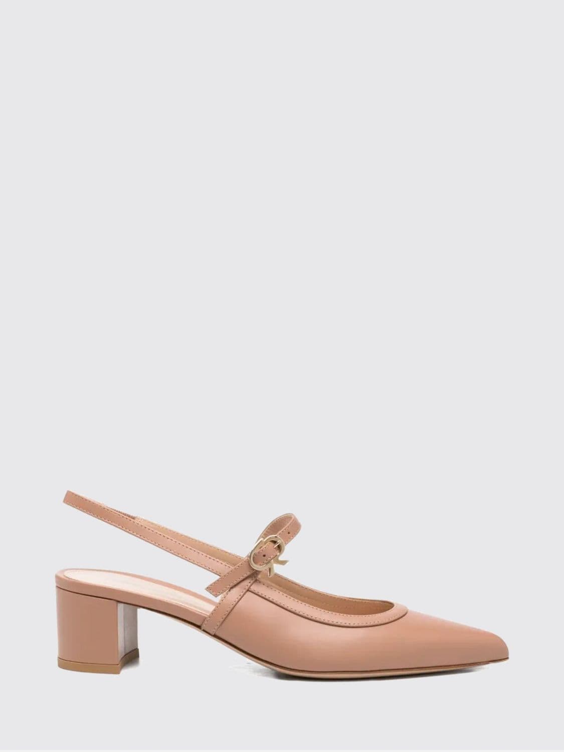 Gianvito Rossi Allette Leather Slingback Pumps with a Low Heel and Almond Toe