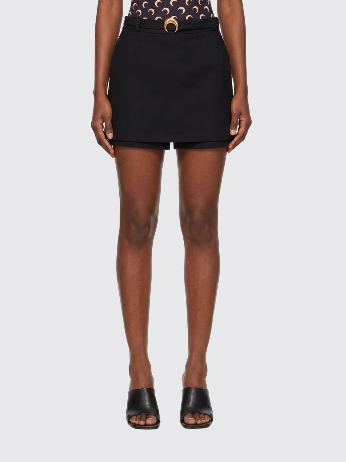Marine Serre High-Waisted Viscose Shorts with Adjustable Belt