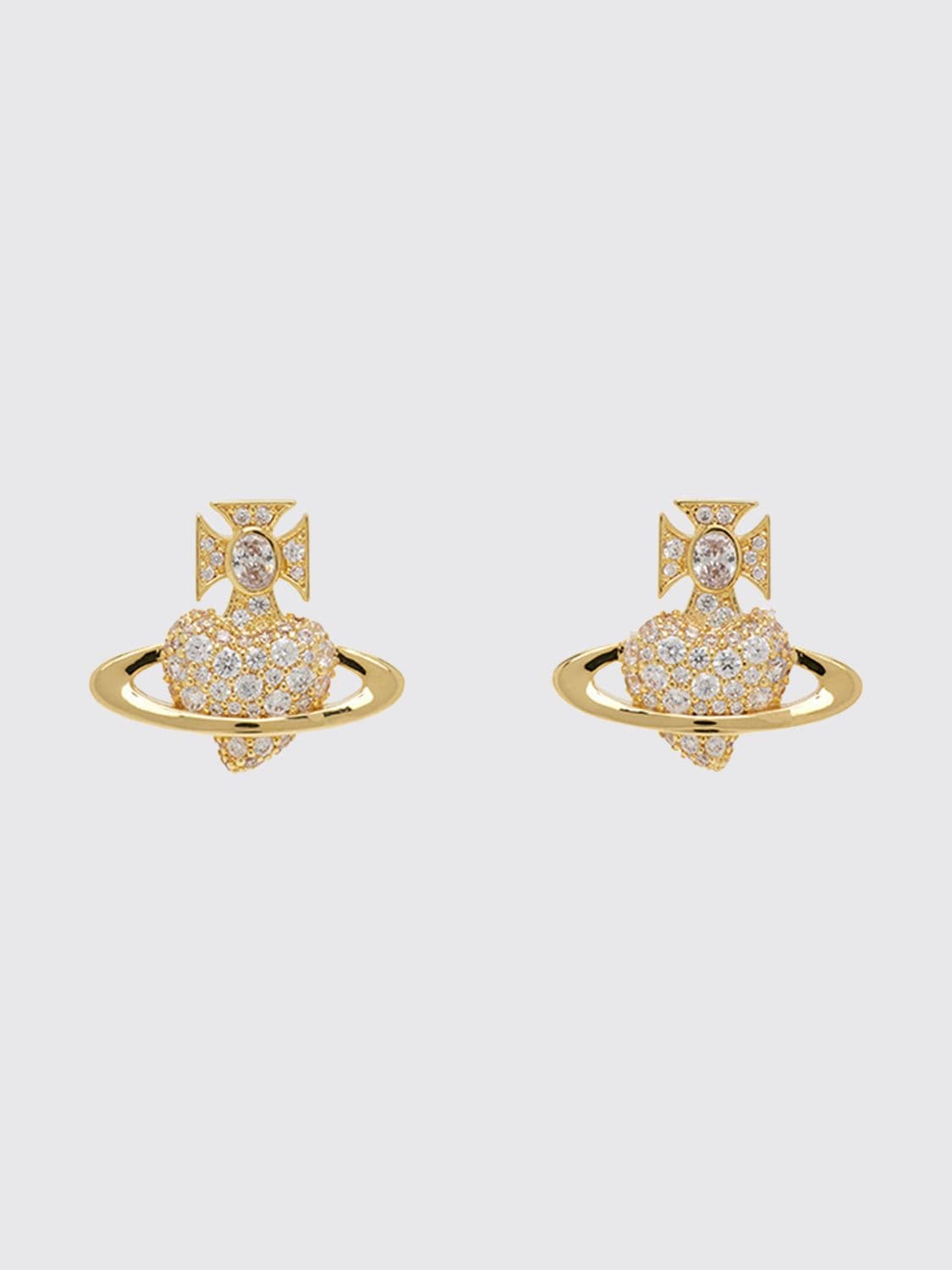 Vivienne Westwood Orb Logo Crystal-Embellished Brass Stud Earrings