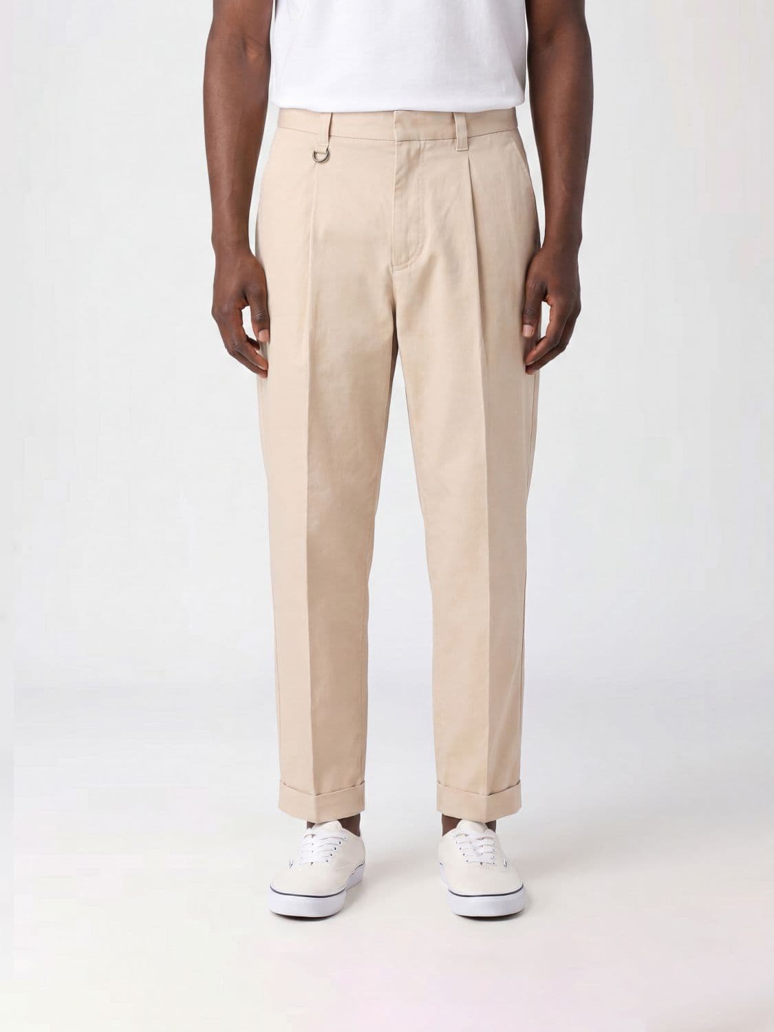 Paolo Pecora Slim Fit Cotton Chino Trousers with Slant Pockets