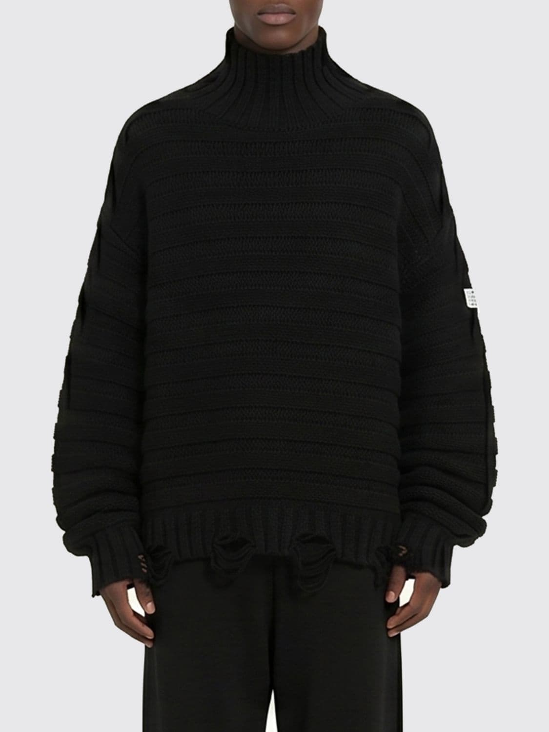 Mm6 Maison Margiela Relaxed Fit Wool Blend Turtleneck Jumper with Logo · M